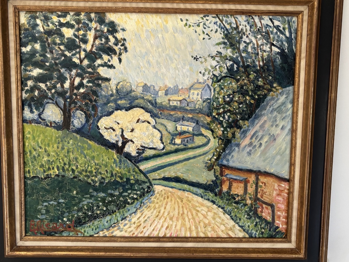 ancien Tableau école pointilliste école de Rouen Roger Ricard début XX eme huile panneau-photo-3