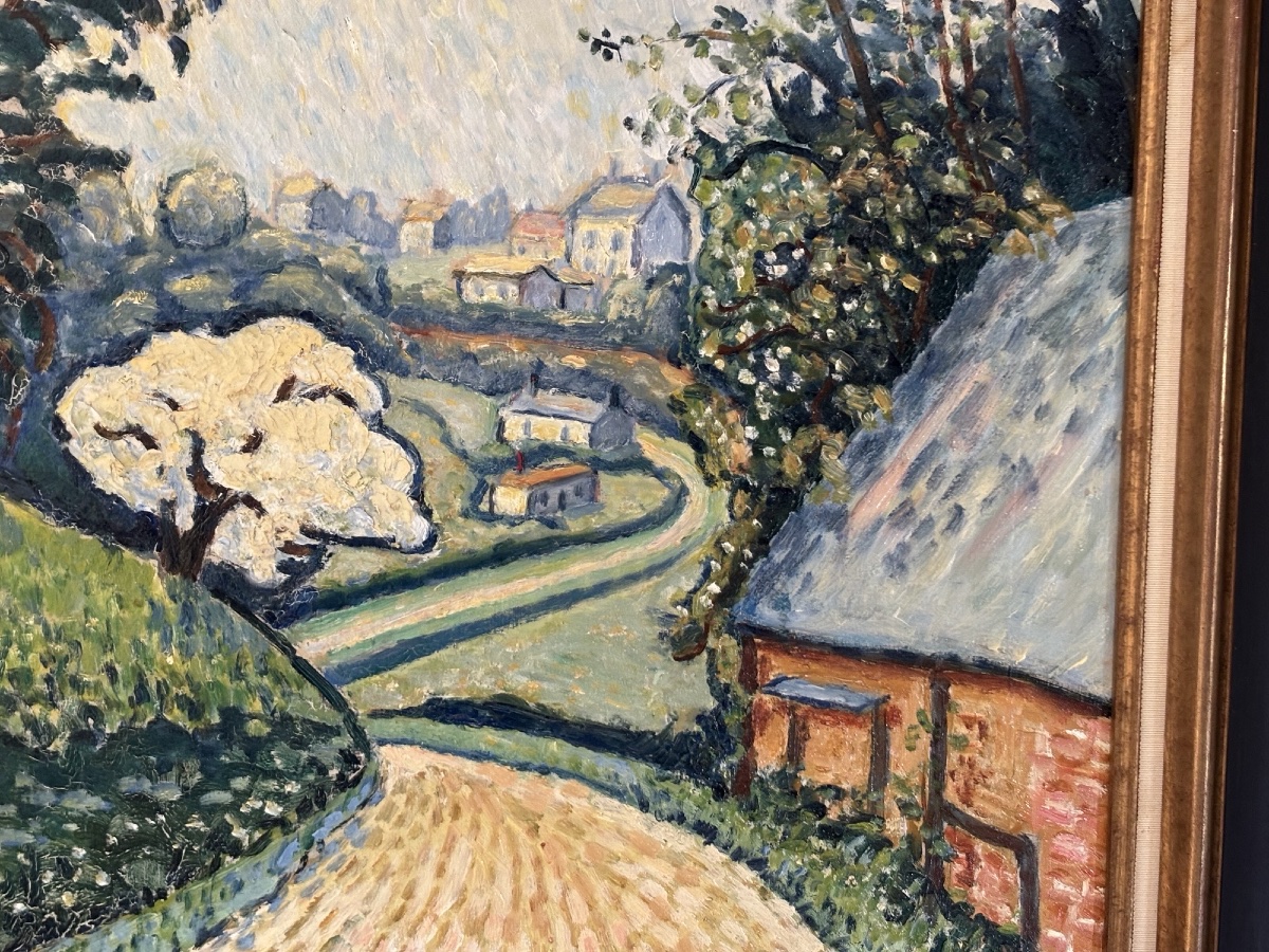 ancien Tableau école pointilliste école de Rouen Roger Ricard début XX eme huile panneau-photo-4