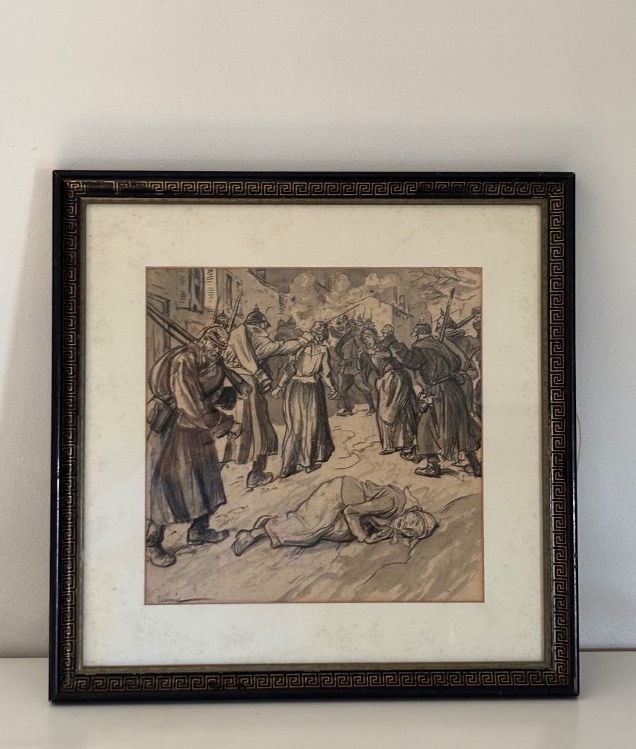Ancien dessin par PG Jeanniot : les soldats prussiens vers 1870 Napoleon III