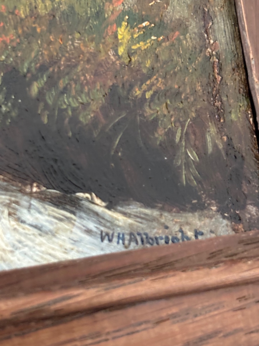 Ancien petit tableau Huile sur carton : une cascade en écosse XIX eme siècle naturaliste-photo-4