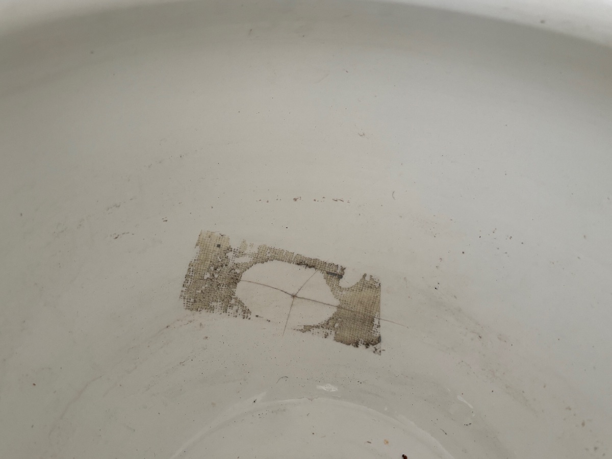 Ancien grand cache pot en Gien modèlePivoine vers 1920-1940 Faïence -photo-4