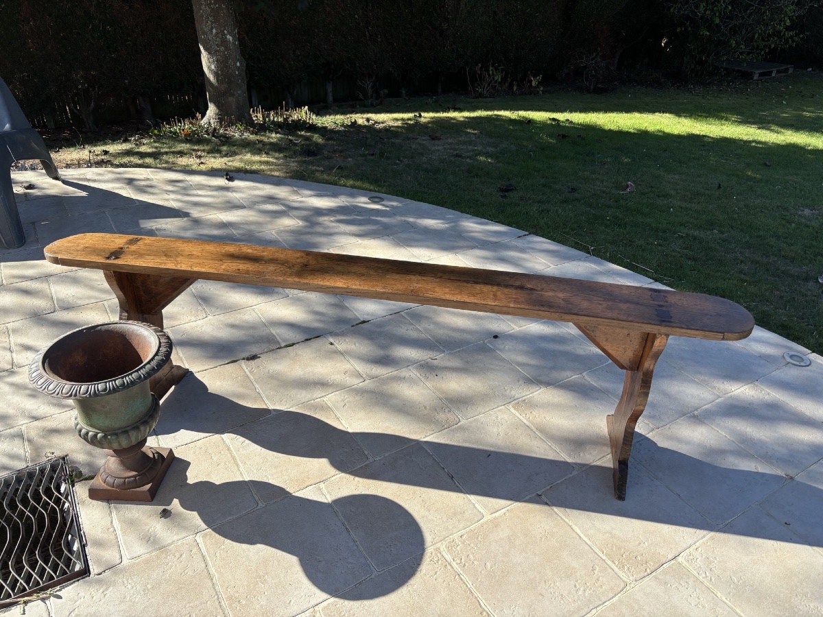 Ancien banc de ferme en bois époque XIX eme siècle -photo-2