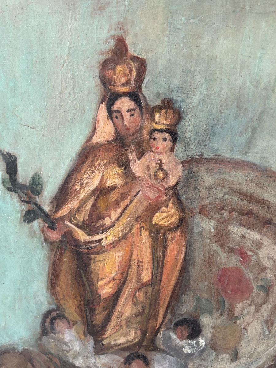 Antique Painting: Oil On Santibelli Panel By Cadette-simon Ducuing, Early 20th Century-photo-5