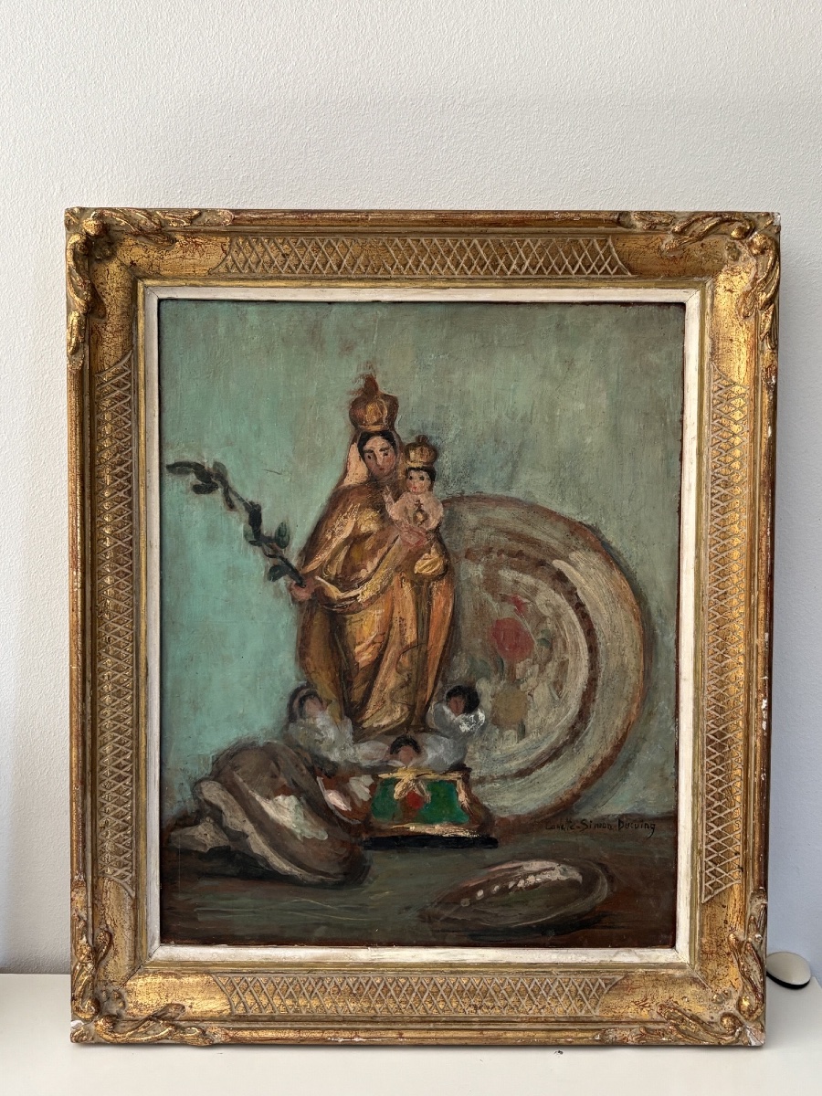 Antique Painting: Oil On Santibelli Panel By Cadette-simon Ducuing, Early 20th Century
