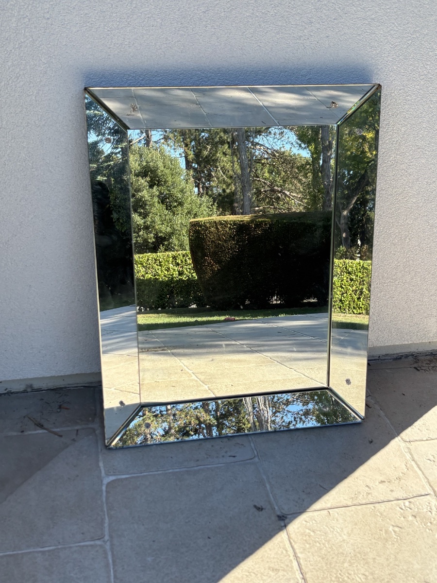 Ancien miroir vénitien à pareclose vers 1940 art Deco Venise Italie vintage