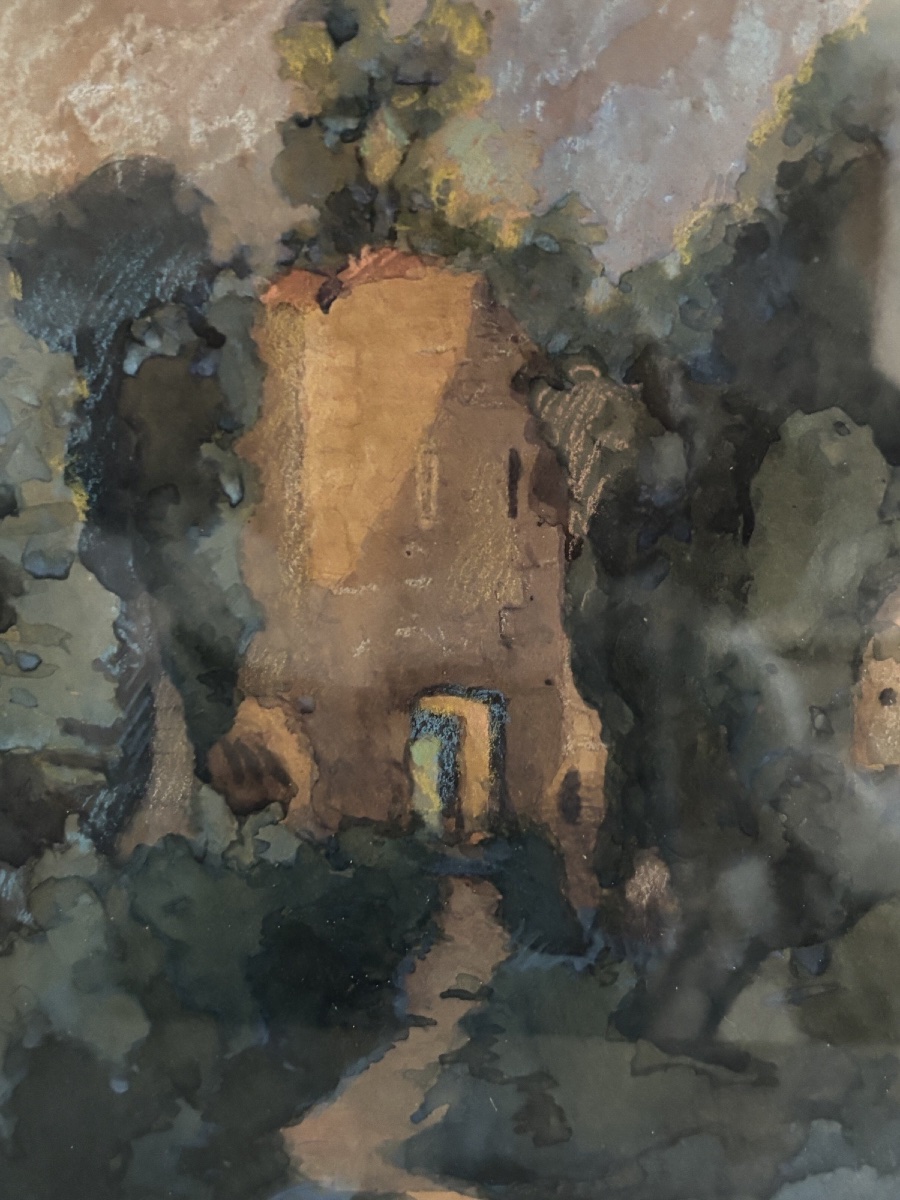 Small Antique Pastel Painting Of Gisors By H. Madelaine, Rouen School, Early 20th Century -photo-1