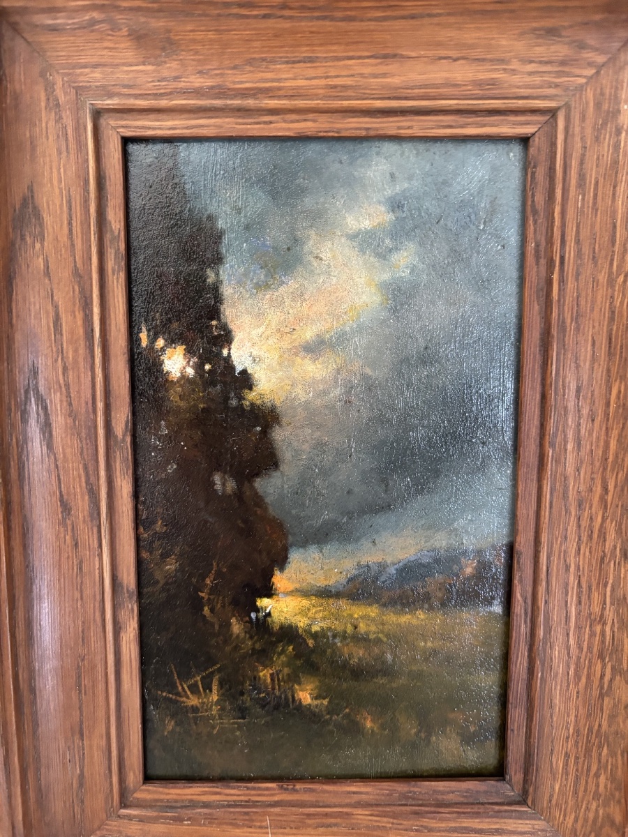 Triptyque Huile sur panneau 3 tableaux en  miniature par Gerorges Williams XIX eme ancien HSP -photo-3