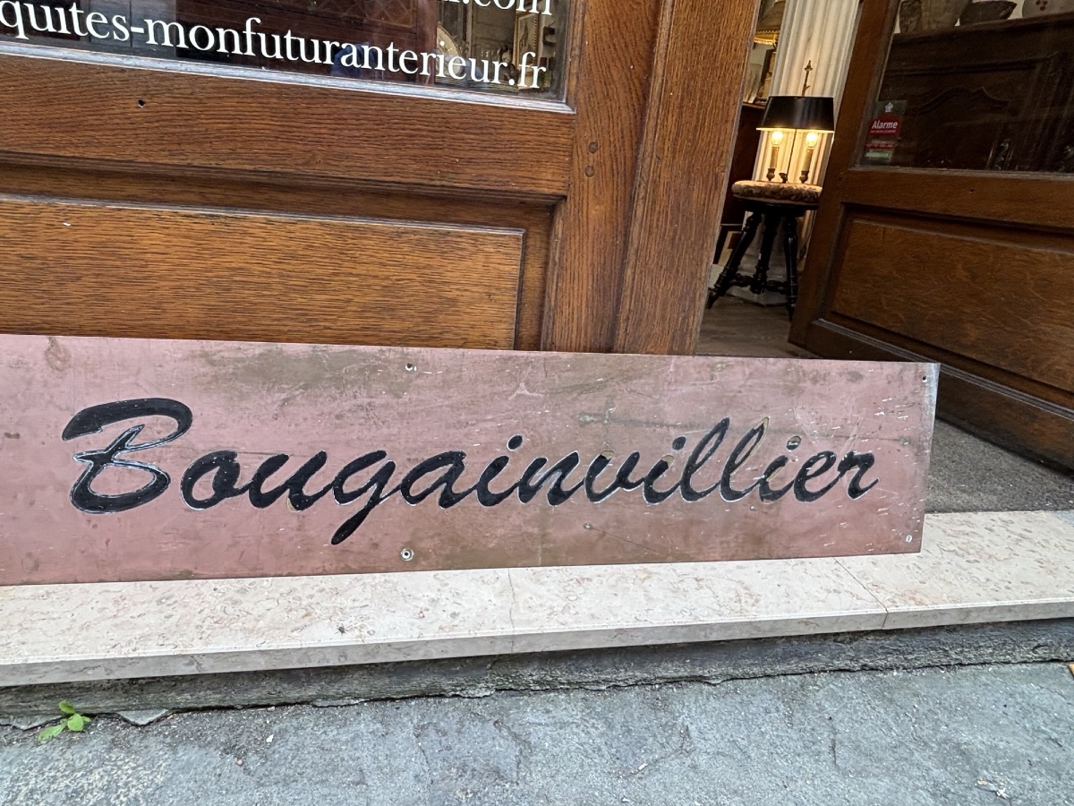 Vintage Copper Advertising Sign For "le Bougainvillier," Circa 1960–1970-photo-3