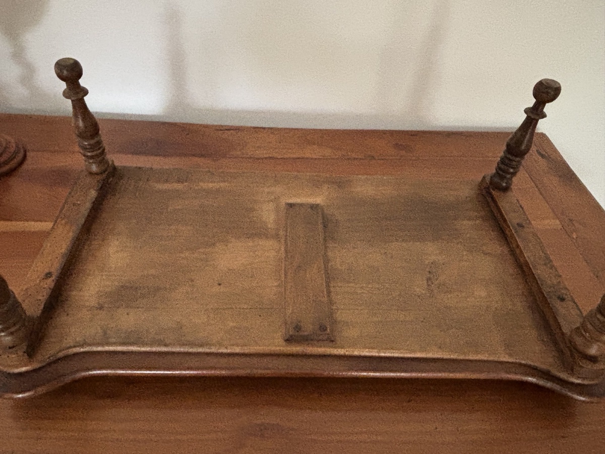 Ancienne table de lit  dite table d'accouchée à plateau amovible XIX Eme bois fruitier-photo-3