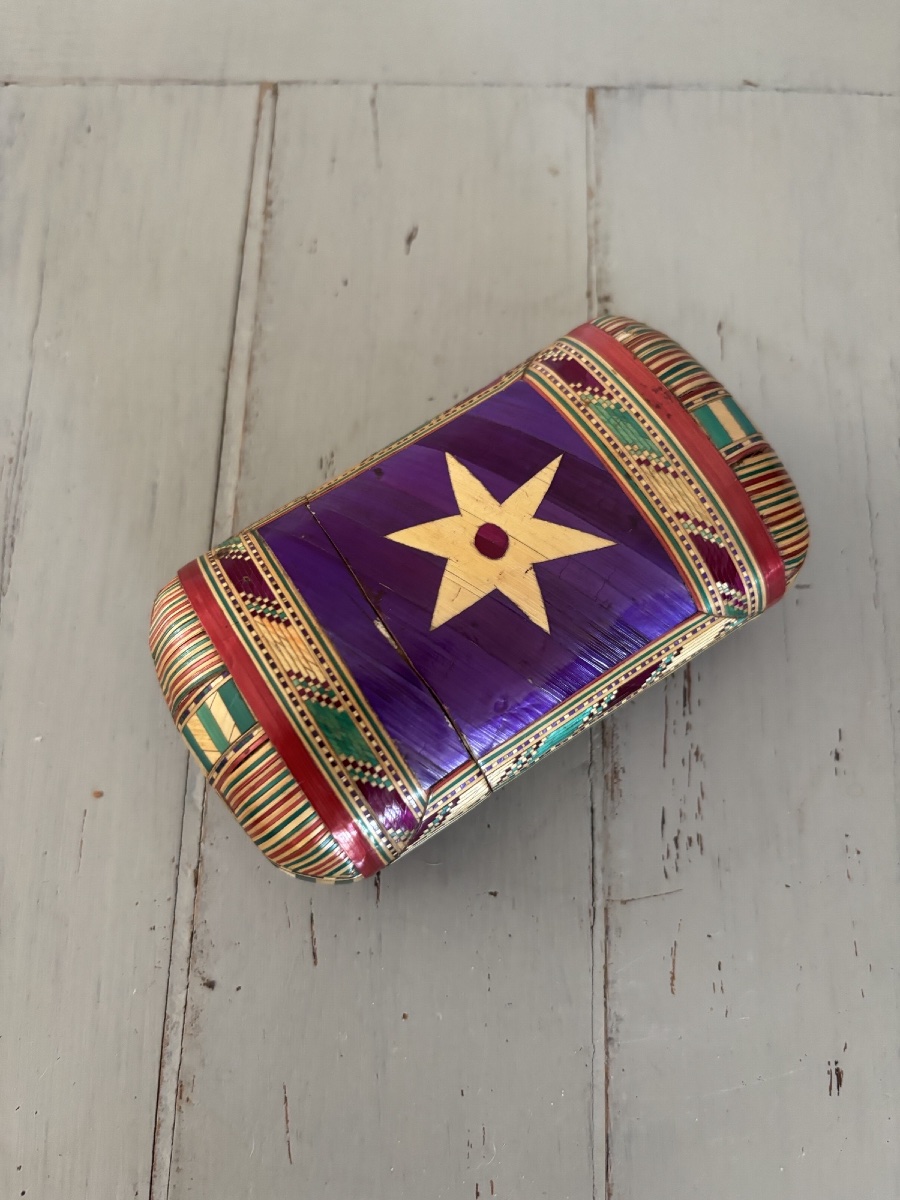 Antique 19th-century Straw Marquetry Case-photo-2