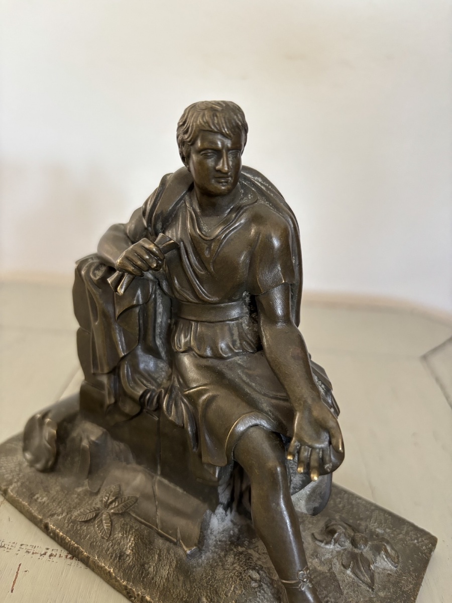 Antique Small 19th-century Bronze Statue Depicting Leon Of Salamis On A Grand Tour Of Italy-photo-2