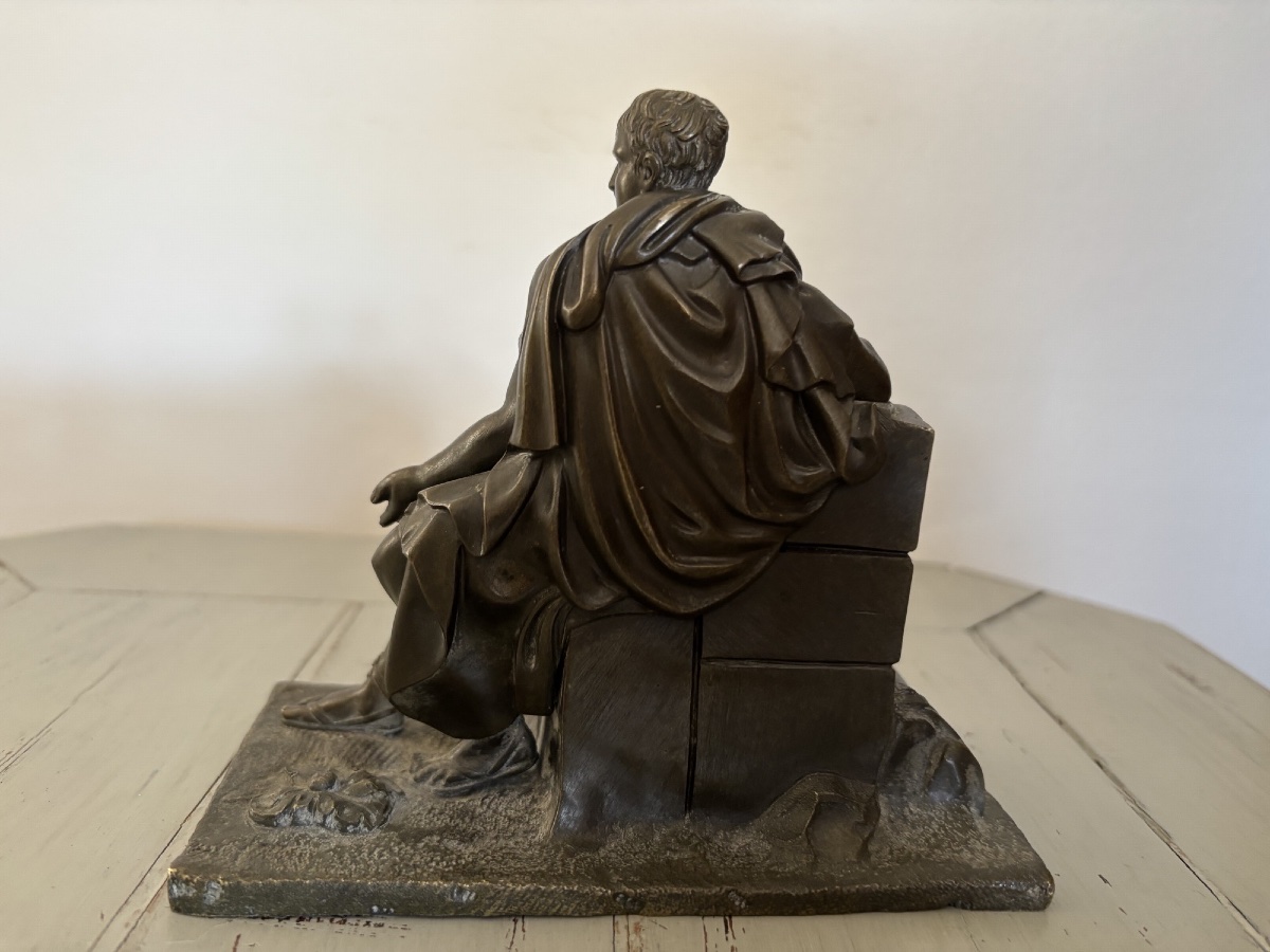 Antique Small 19th-century Bronze Statue Depicting Leon Of Salamis On A Grand Tour Of Italy-photo-3