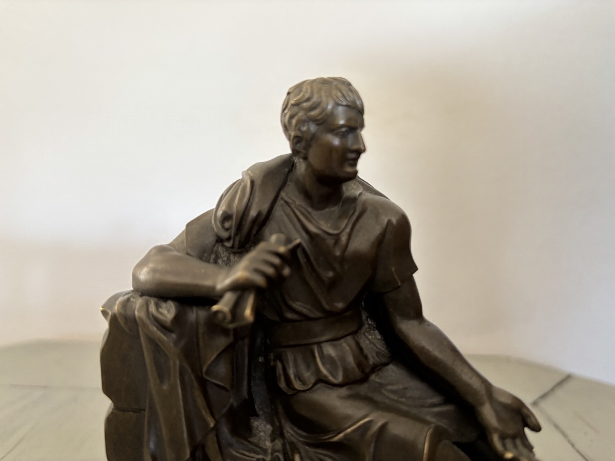 Antique Small 19th-century Bronze Statue Depicting Leon Of Salamis On A Grand Tour Of Italy-photo-4