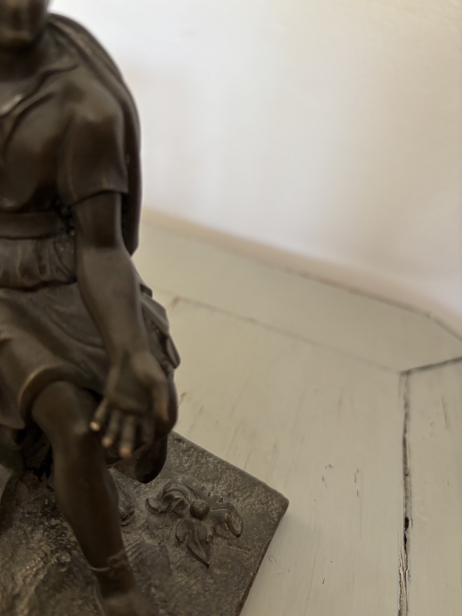 Antique Small 19th-century Bronze Statue Depicting Leon Of Salamis On A Grand Tour Of Italy-photo-1