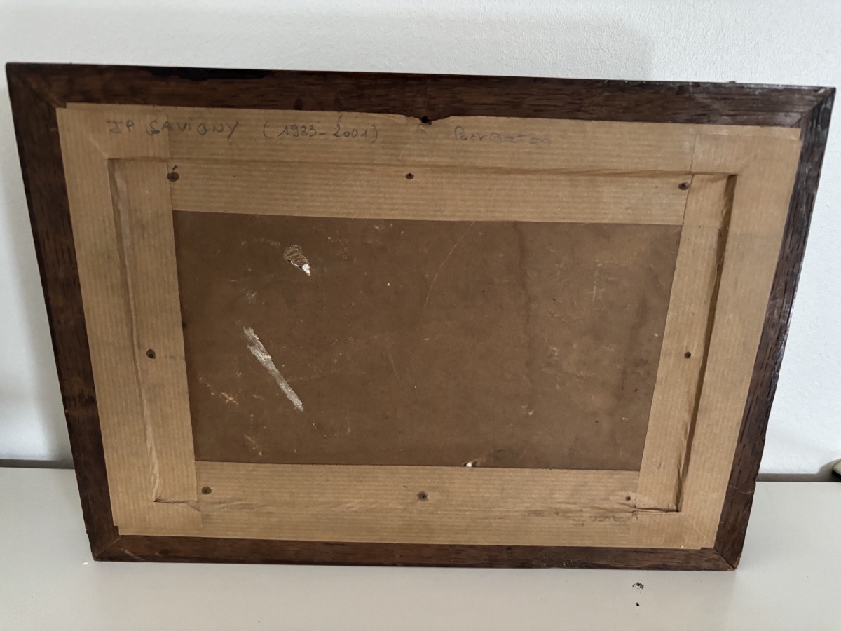 Ancien petit tableau école de Pont Aven  école bretonne par JP Savigny : un port en Bretagne-photo-3