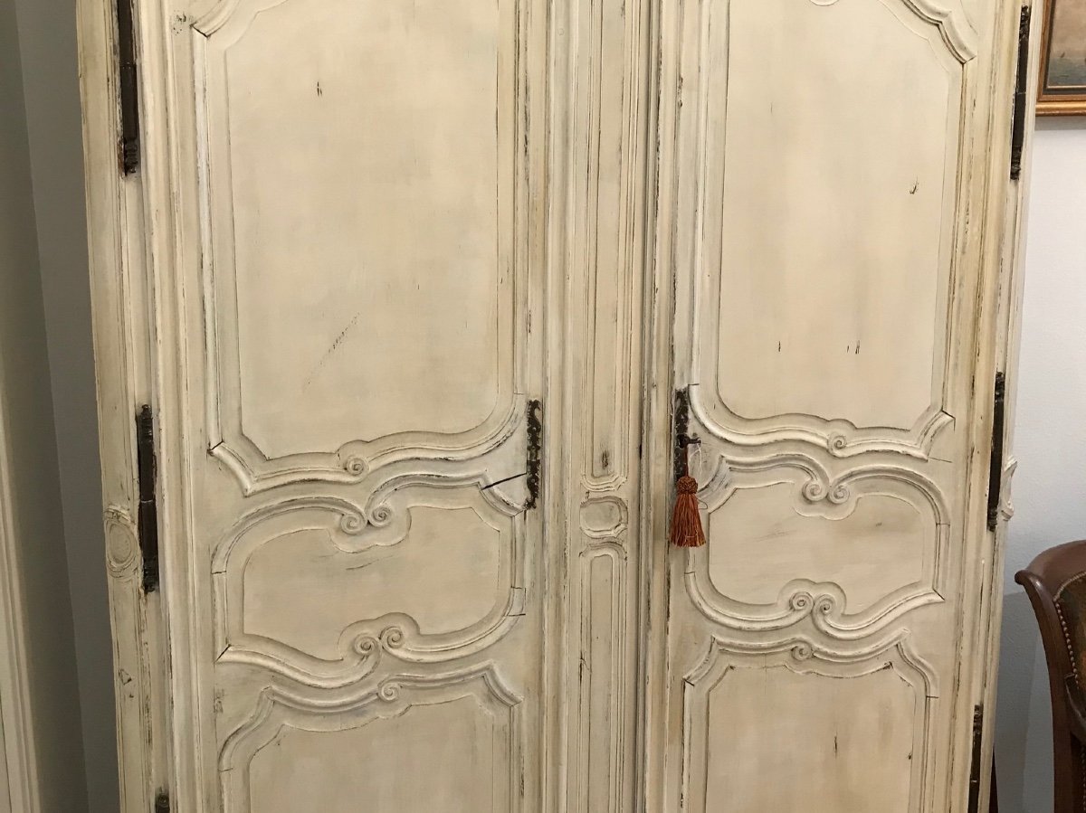 Antique Patinated Wardrobe From The XVIII Century Louis XVI Period-photo-4