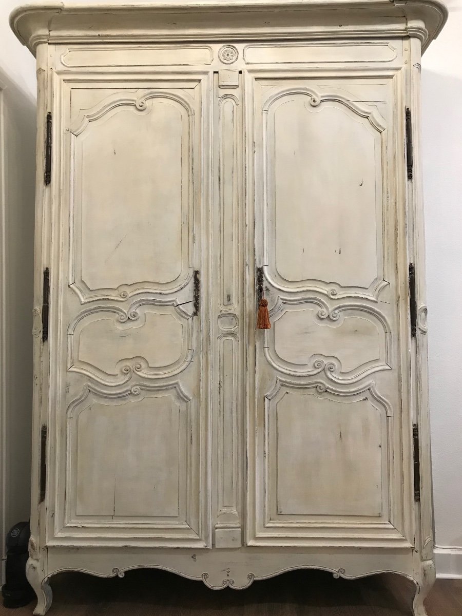 Antique Patinated Wardrobe From The XVIII Century Louis XVI Period