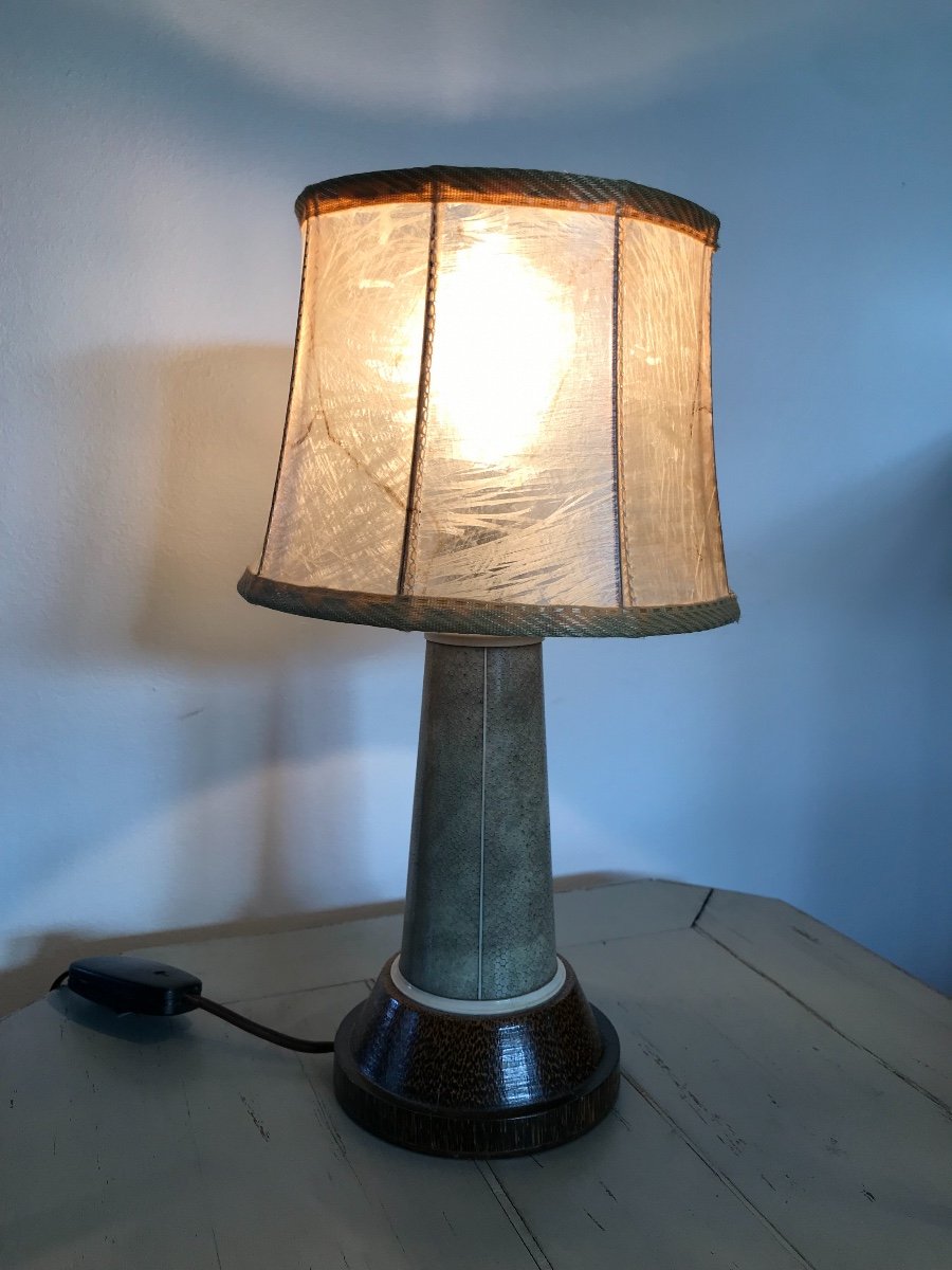 Lampe De Clement Rousseau Art Nouveau Art Déco époque XX ème Ivoire Et Galuchat-photo-2