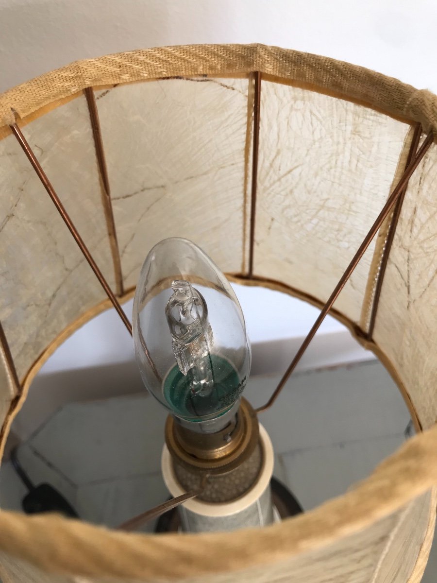 Lampe De Clement Rousseau Art Nouveau Art Déco époque XX ème Ivoire Et Galuchat-photo-4