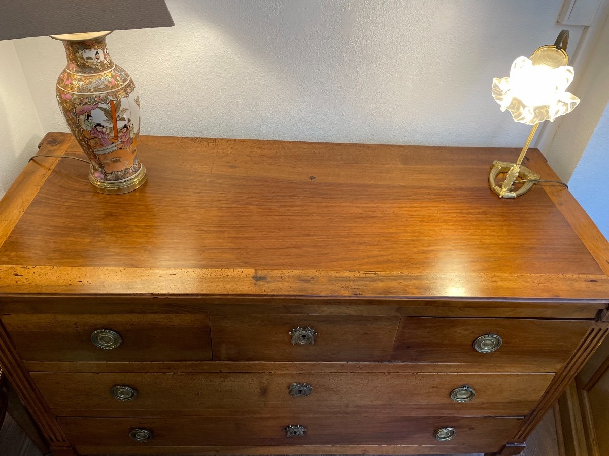 Ancienne Commode Directoire En Noyer Fin Du XVIII ème Siècle Louis xvi-photo-4