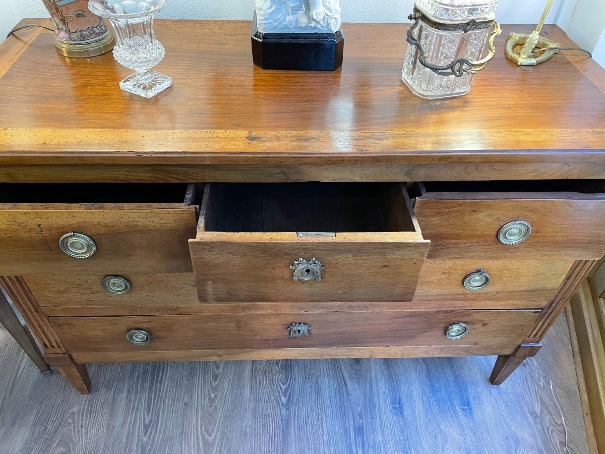 Ancienne Commode Directoire En Noyer Fin Du XVIII ème Siècle Louis xvi-photo-7