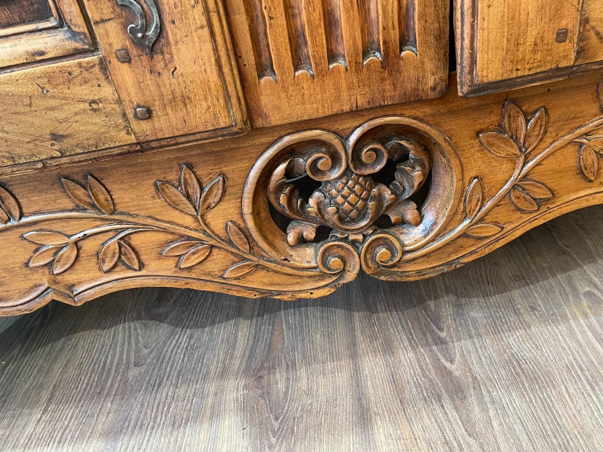 Ancien Buffet Provençal à Glissant En Noyer du XVIII ème Buffet De Fourques -photo-7