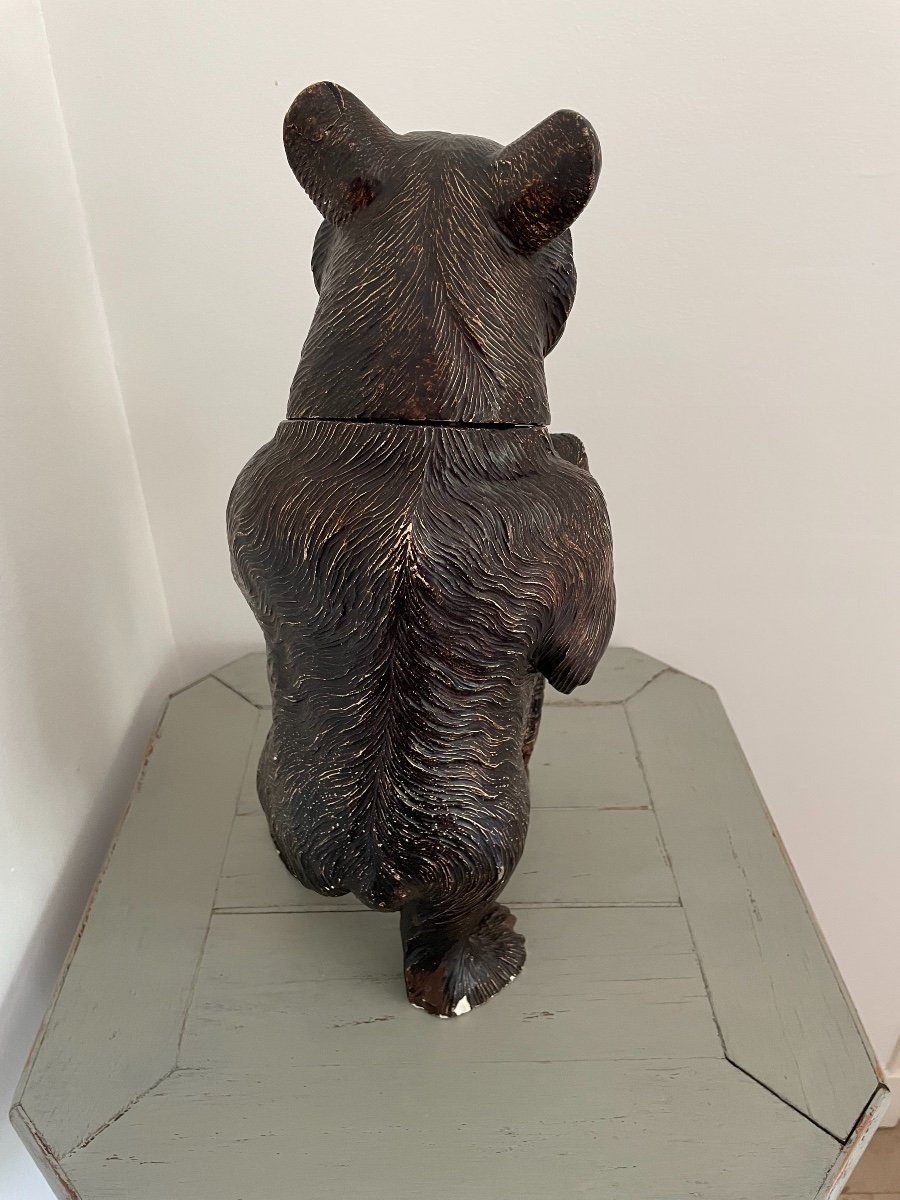 Plaster Bear Statue In The Black Forest Taste, Early XX Eme Pot Tobacco Animal Folk Art-photo-4