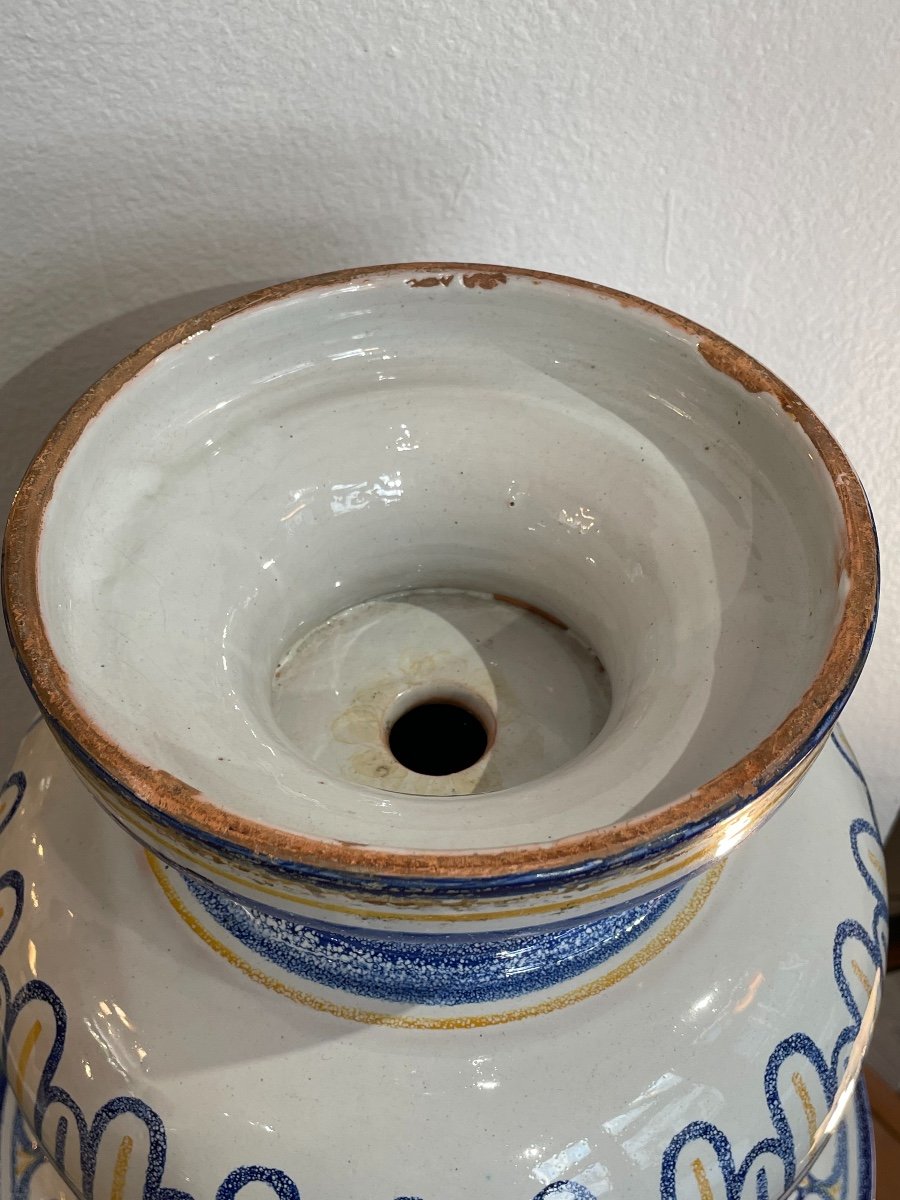 Old Pot Cache Pot Or Orange Tree Pot In Earthenware From Nevers Montagnon XIX Eme Century-photo-7