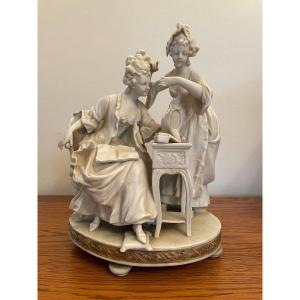 Large And Old Porcelain Biscuit From The Beginning Of The XX Eme Romantic Century