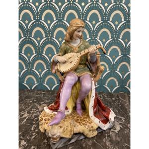 Joli Sujet En Porcelaine De La Fin Du XIX Eme Type Meissen Ou Porcelaine Allemande