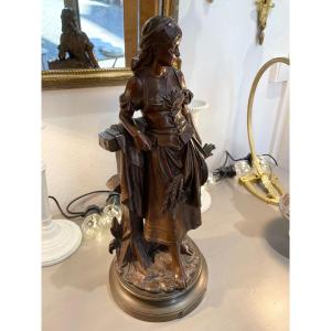 XIXth Century Bronze Statue The Gleaner By Eutrope Bouret Ancien