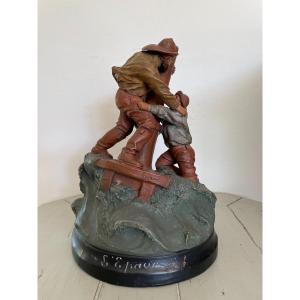 Old And Imposing Terracotta Seaside By Hanne Circa 1900 Souvenir Le Treport