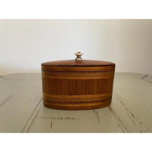 Old Old Snuff Box In Straw Marquetry Early XIX Eme Century
