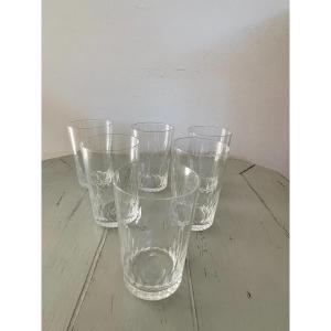 6 Old Glasses Called Baccarat Crystal Goblets Old Glass Period 20th Century