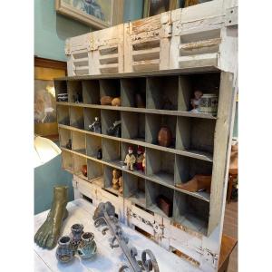 Old Locker Wall Shelf In Patinated Metal, XX Eme Loft Vintage Indus