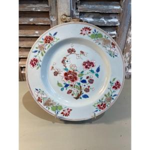 Ancienne Assiette En Porcelaine De Chine Compagnie Des Indes Epoque XVIII ème  floral