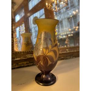 Old Small Baluster Vase On Pedestal By Gallé Art Nouveau Showcase 20th Century Collection