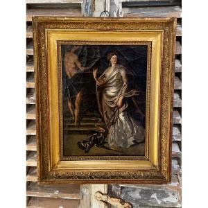 Old Oil Painting On Canvas Very Early 19th Century: A Vestal Virgin Hst Empire