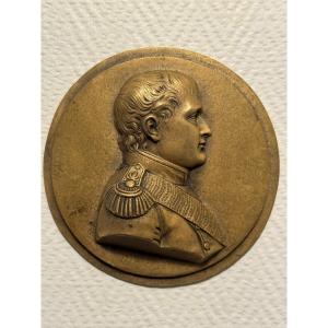 Ancienne Miniature Bas Relief Portrait Napoleon I Premier Empire Métal Doré Collection