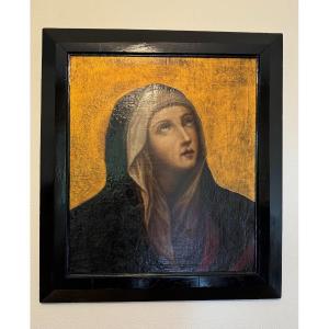 Old Oil Painting On Canvas Mater Dolorosa Madonna Virgin Icon Period XVIIIth Religion