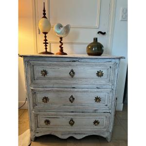 Old And Small Louis XIV Commode Period 18th Century Patinated Painted Oak 