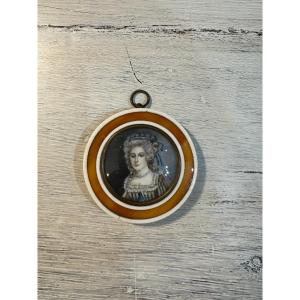 Ancienne Miniature Portrait Tableau Ancien XIX ème Collection Vitrine 