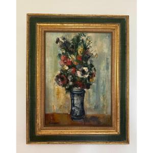 Old Oil Painting On Canvas School Of Rouen Still Life By Marcel Cramoysan Hst Normandy