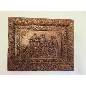 Old Carved Oak Panel XVIII Eme Painting 