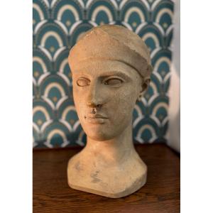 Museum Cast Athena Helmeted Around 1950 Plaster Bust Antique Plaster Old Bust