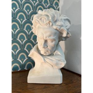 Old Porcelain Biscuit Bust By Camille Tharaud Limoges: Beethoven