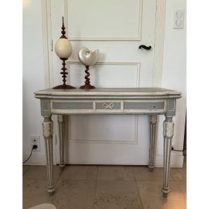 Old Louis XVI Style Console Napoleon III Period Painted Rechampie Table Patinated