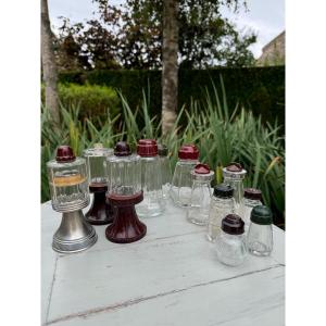 Folk Art Salt Pepper Mustard 1950 Glass And Bakelite Argit Moulisel Kitchen Utensil
