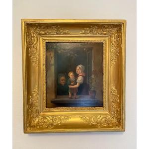 Tableau Ancien Hsp Huile Sur Panneau école Flamande Début XIX Eme Siècle Hollandaise 