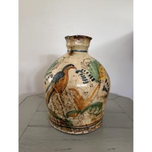 Antique Jug, Pottery Pot In Spanish Earthenware Folk Art Late 18th Century Toledo 
